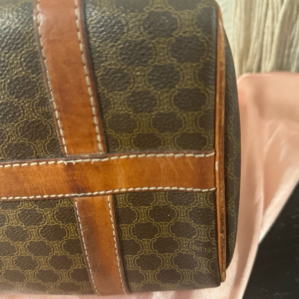 Celine Brown Monogram Canvas Bowling Satchel with Cognac Trim - Picture 11 of 13